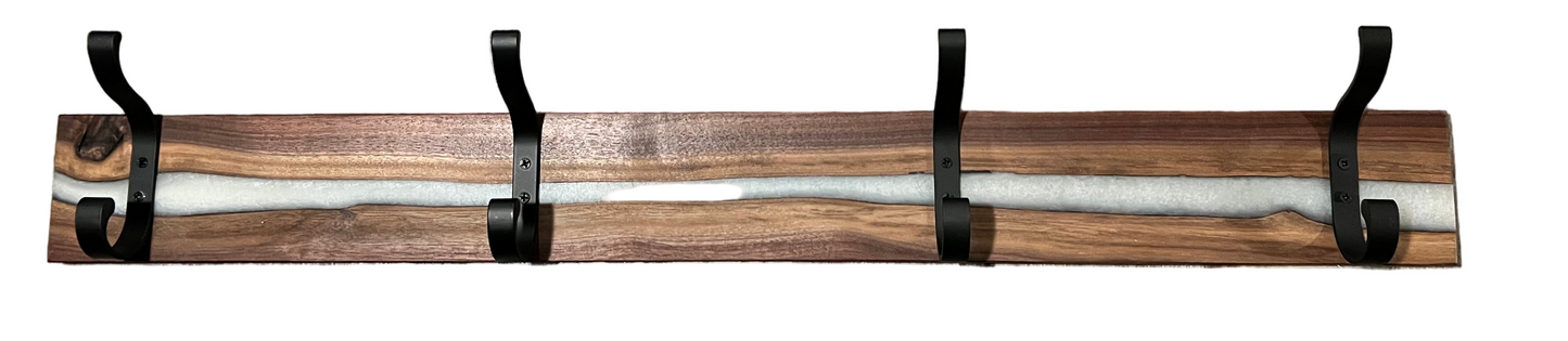 Handcrafted Epoxy River Coat Hanger – Custom Wood & Epoxy Design