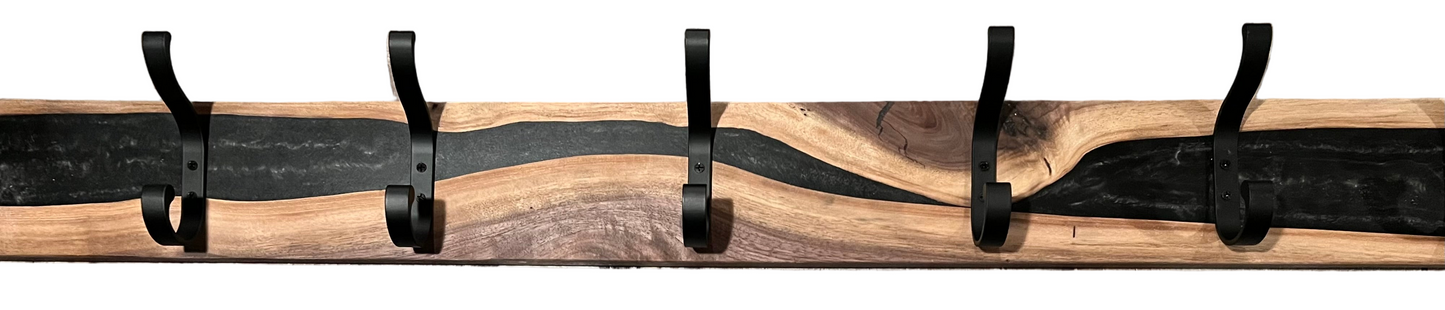 Handcrafted Epoxy River Coat Hanger – Custom Wood & Epoxy Design