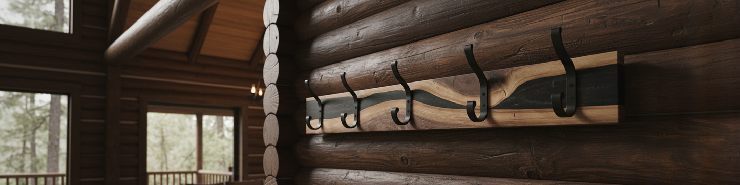 Handcrafted Epoxy River Coat Hanger – Custom Wood & Epoxy Design